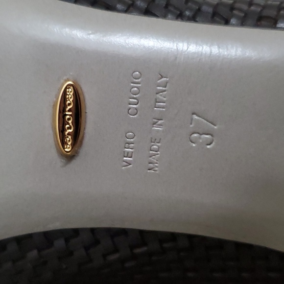 Sergio Rossi | Black and Mustard Woven Stiletto Pumps Sz 37 - Picture 9 of 10